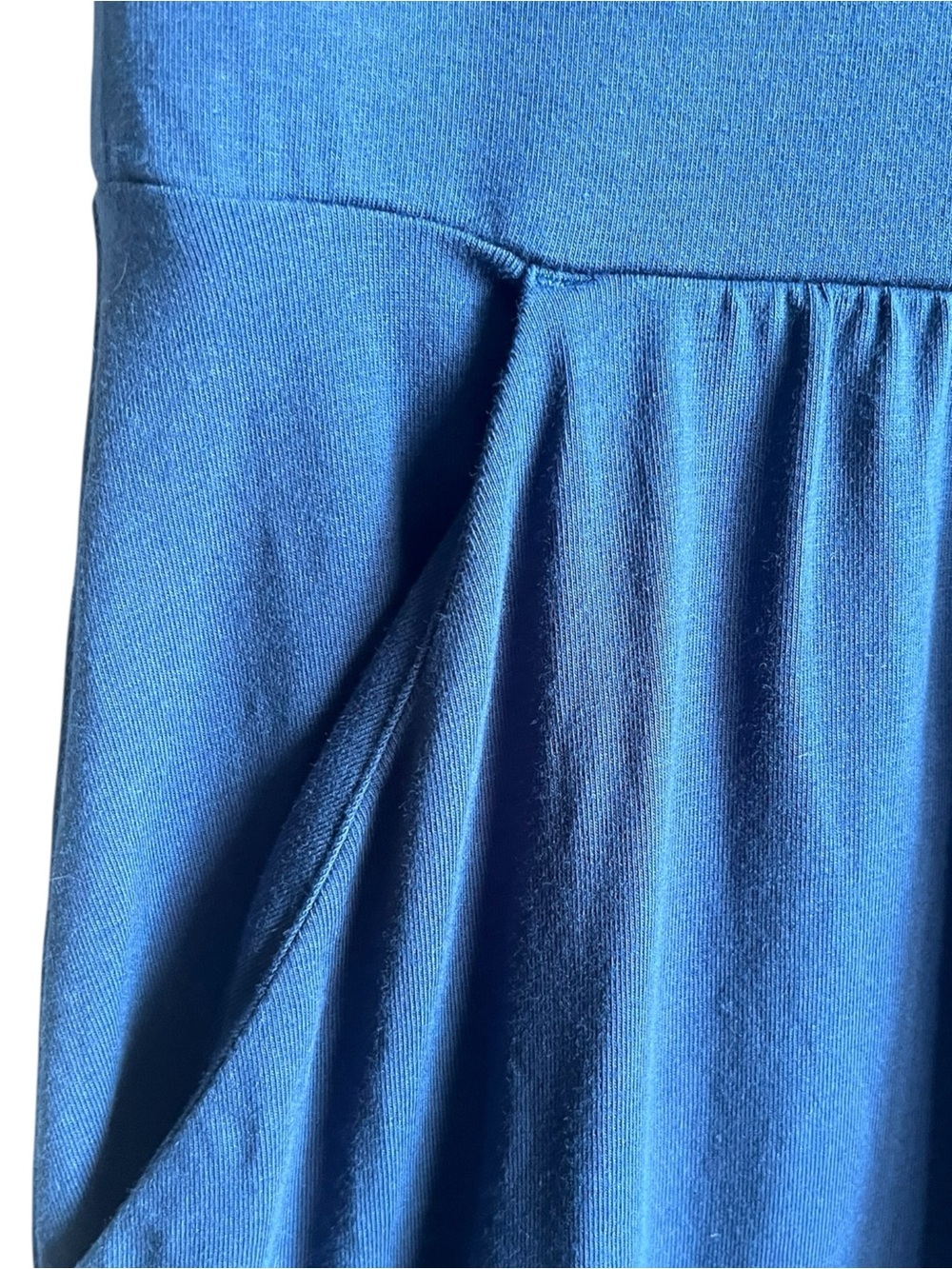 L.L.Bean Easy Cotton Fit & Flare Dress Medium Blue Pockets - Picture 7 of 16